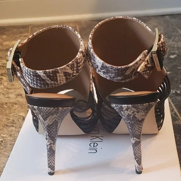 Calvin Klein Nalana Snakeskin Nappa Heels, Brand New in Box, Size 10 - Picture 5 of 12